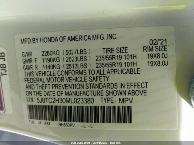 5J8TC2H30ML023380 Acura RDX