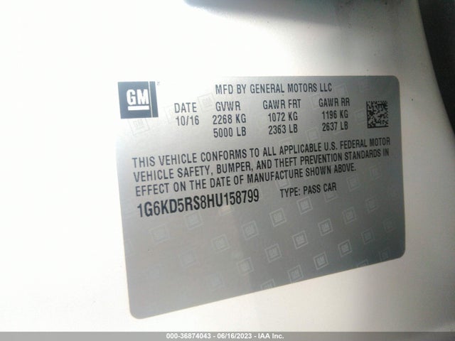 1G6KD5RS8HU158799 Cadillac Ct6 Sedan Luxury Awd