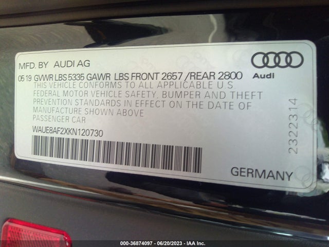 WAUE8AF2XKN120730 Audi A6 Premium Plus