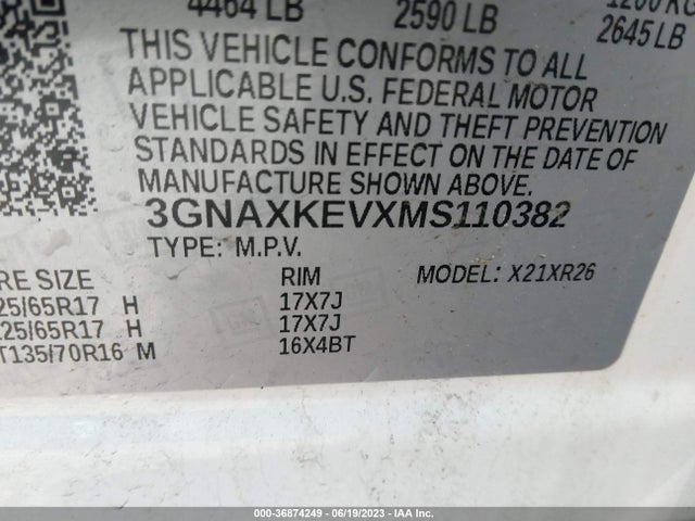 Chevrolet EQUINOX LT 2021 3GNAXKEVXMS110382 Image 9