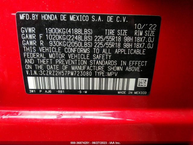 3CZRZ2H57PM723080 Honda HR-V SPORT