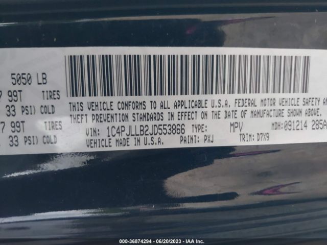 1C4PJLLB2JD553866 Jeep Cherokee Latitude Plus