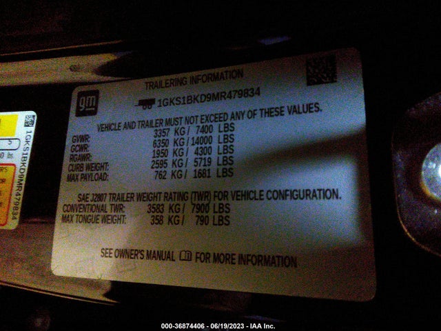 GMC YUKON SLT 2021 1GKS1BKD9MR479834 Image 9