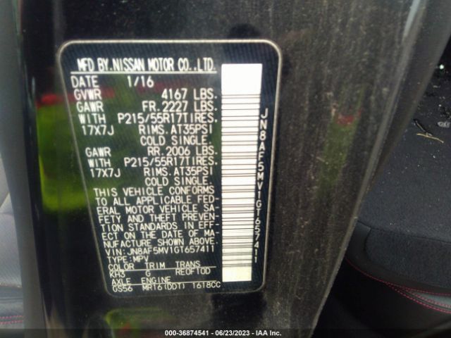 JN8AF5MV1GT657411 Nissan Juke Sl