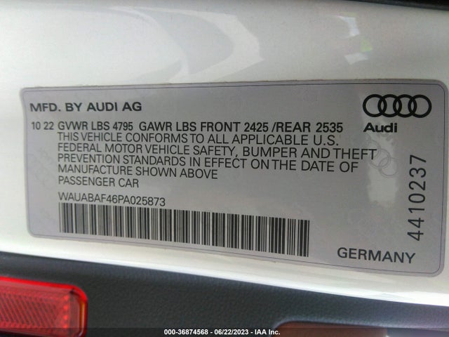 2023 AUDI A4 SEDAN PREMIUM VIN: WAUABAF46PA025873