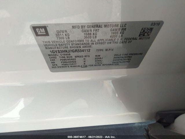 1GYS3HKJ7GR334112 Cadillac Escalade Esv Luxury Collection
