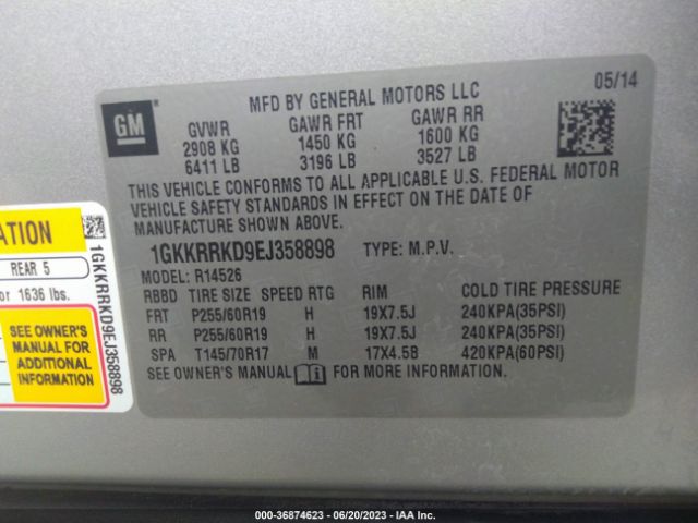 1GKKRRKD9EJ358898 GMC ACADIA SLT