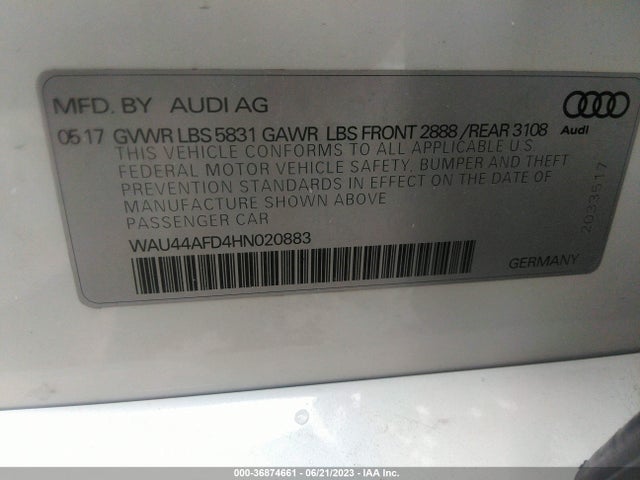 2017 Audi A8, VIN: WAU44AFD4HN020883