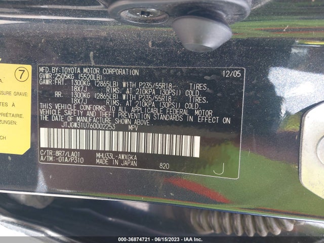 2006 Lexus Rx 400h მანქანა იყიდება აუქციონზე, vin: JTJGW31U760002253, აუქციონის ნომერი: 36874721