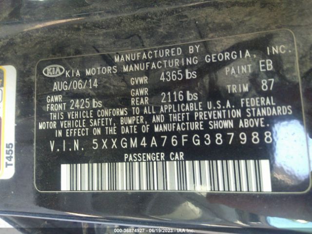 5XXGM4A76FG387988 KIA Optima Lx