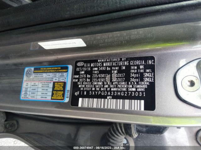 5XYPGDA33HG273031 KIA SORENTO LX