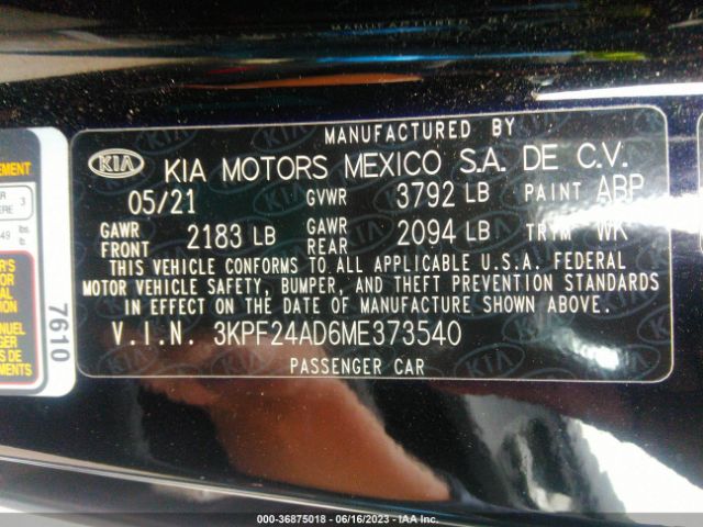 3KPF24AD6ME373540 KIA Forte Lxs