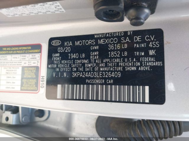 3KPA24AD3LE326409 KIA RIO LX