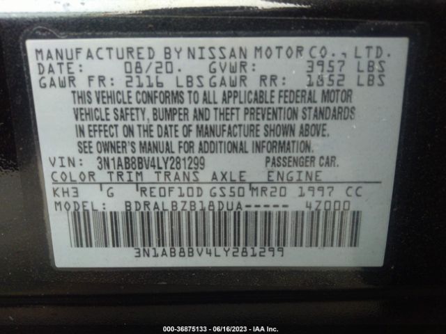 3N1AB8BV4LY281299 Nissan SENTRA S