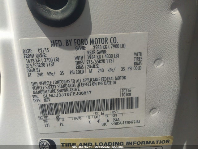 2015 Lincoln Navigator, VIN: 5LMJJ3JT6FEJ08817
