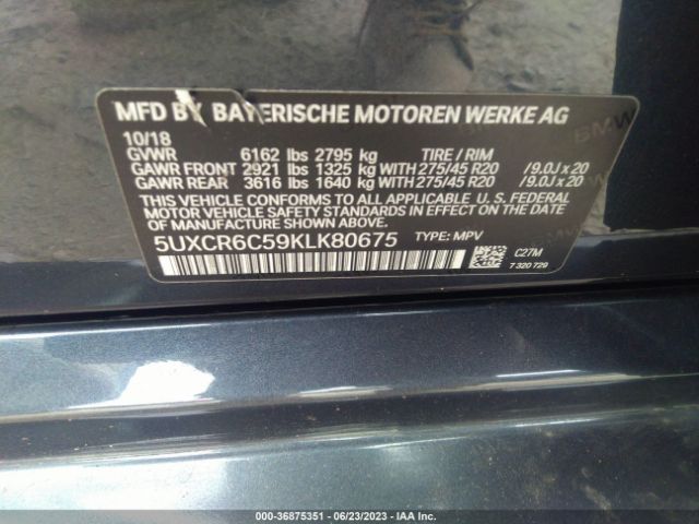 5UXCR6C59KLK80675 BMW X5 Xdrive40i