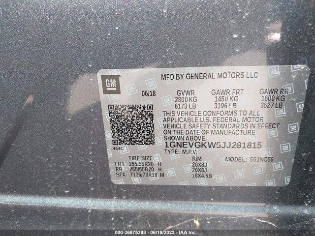 Chevrolet Traverse Lt Cloth 2018 1GNEVGKW5JJ281815 Image 15
