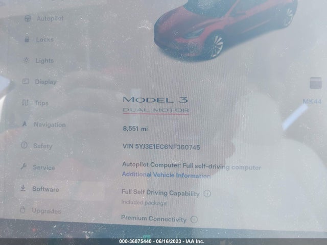 Tesla Model 3 Performance 2022 5YJ3E1EC6NF360745 Image 7