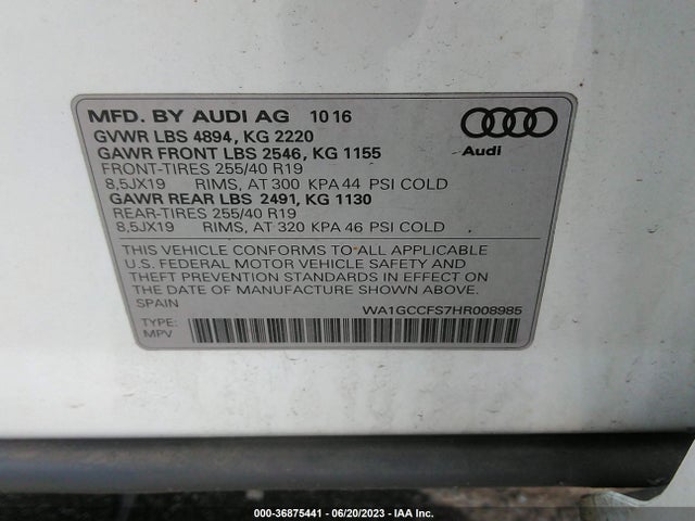 WA1GCCFS7HR008985 Audi Q3 Prestige