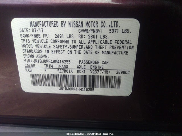 JN1BJ0RR4HM415255 Infiniti QX50
