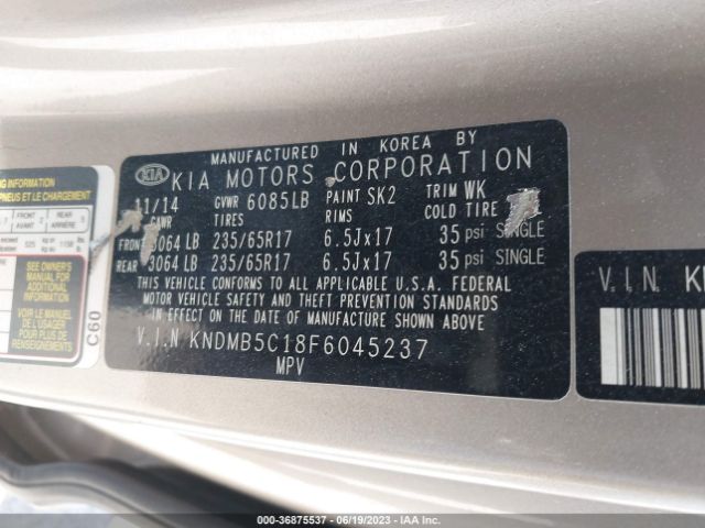 KNDMB5C18F6045237 KIA SEDONA LX