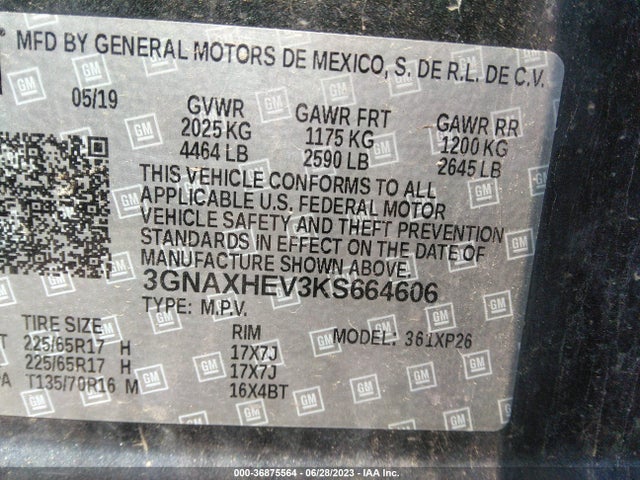 Chevrolet EQUINOX LS 2019 3GNAXHEV3KS664606 Image 9
