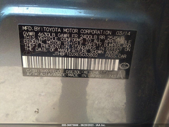 Lexus IS 250 2014 JTHBF1D2XE5033802 Image 9