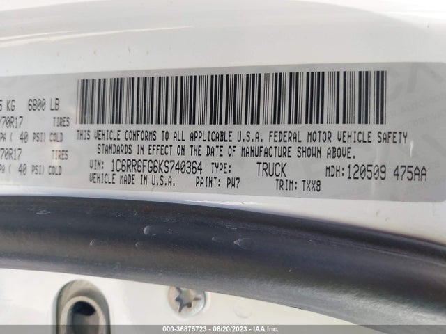 1C6RR6FG6KS740364 RAM 1500 Classic Tradesman