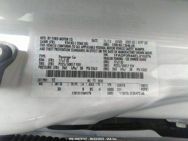1FADP3R44EL210276 Ford FOCUS ELECTRIC