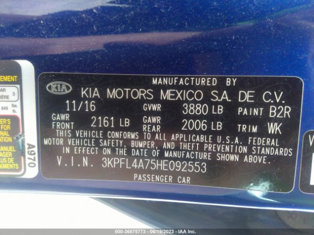 3KPFL4A75HE092553 KIA FORTE S