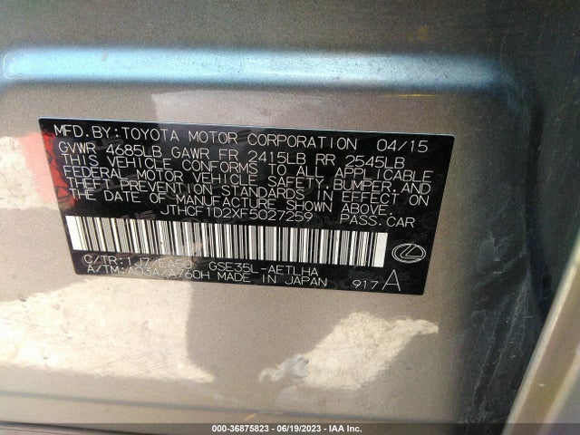 Lexus IS 250 2015 JTHCF1D2XF5027259 Image 9