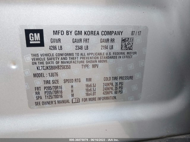 Chevrolet TRAX LS 2017 KL7CJKSB8HB258350 Image 9