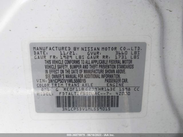 3N1CP5DV1ML559015 Nissan KICKS SR