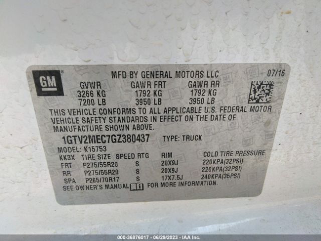 1GTV2MEC7GZ380437 GMC Sierra 1500 Sle