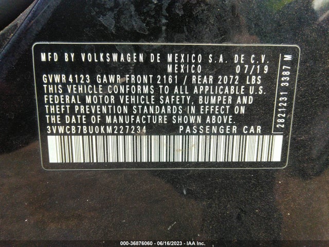 3VWCB7BU0KM227234 Volkswagen Jetta S/se/r-line