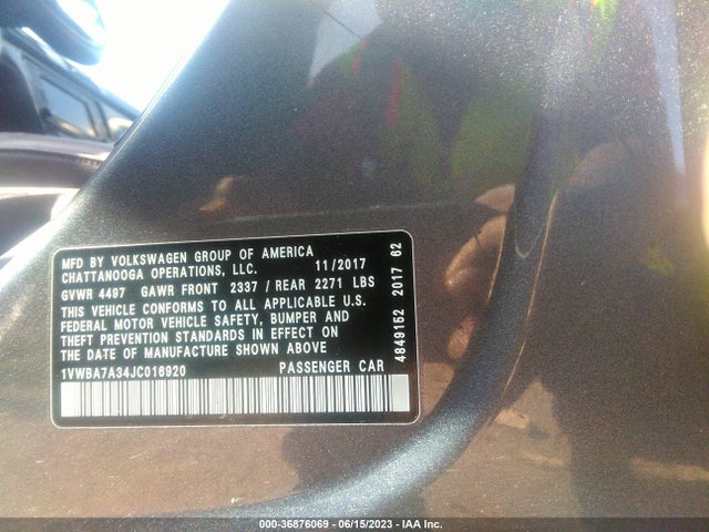 1VWBA7A34JC016920 Volkswagen Passat 2.0t Se