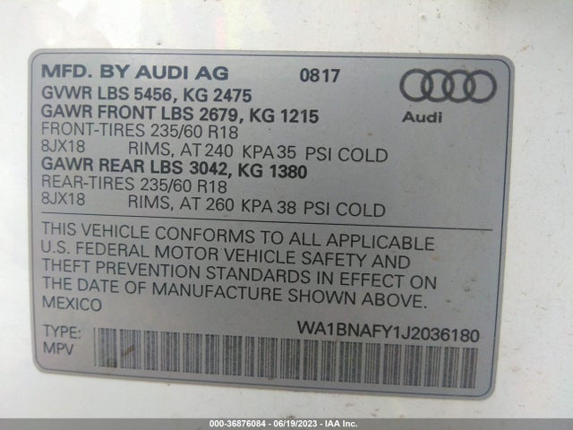 WA1BNAFY1J2036180 Audi Q5 Premium Plus