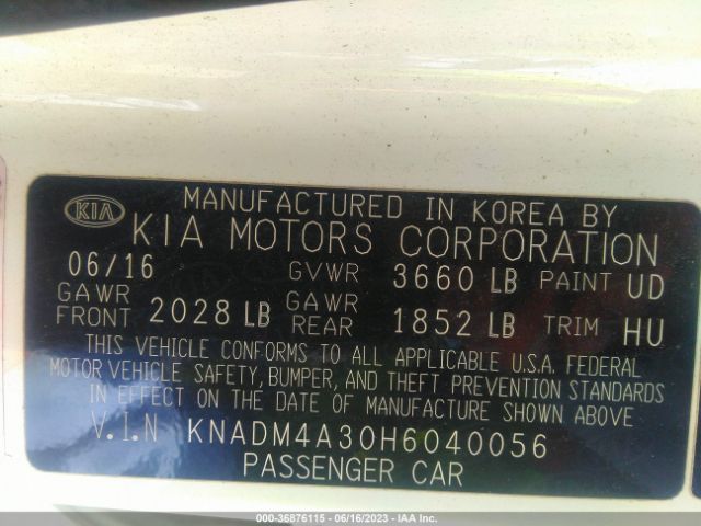 KNADM4A30H6040056 KIA RIO LX