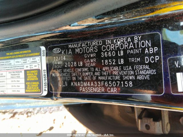 KNADM4A33F6507158 KIA RIO LX