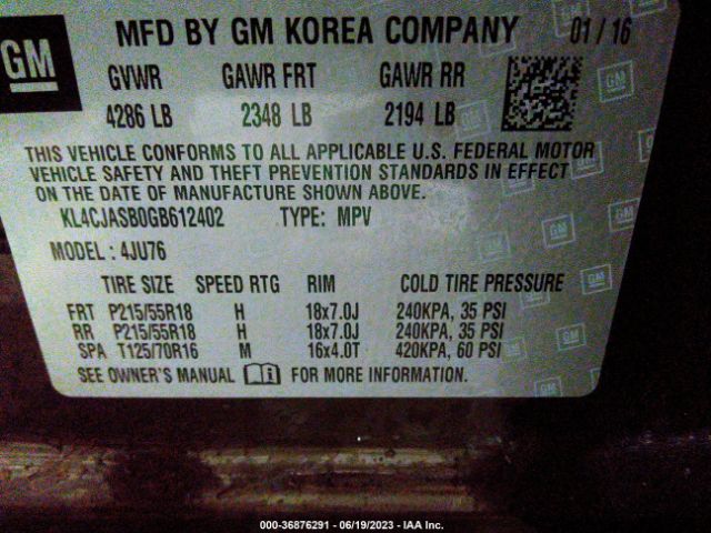 KL4CJASB0GB612402 Buick Encore