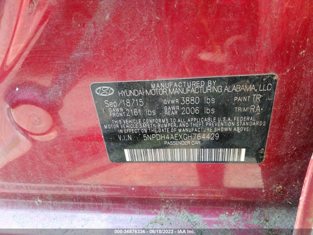Hyundai ELANTRA SE 2016 5NPDH4AEXGH764429 Image 9
