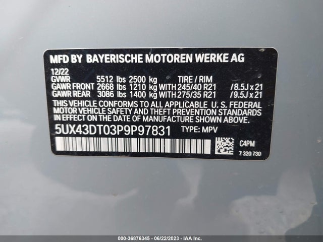 2023 BMW X4, VIN: 5UX43DT03P9P97831