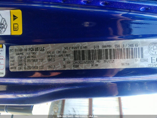 1C4HJXEG1KW580258 Jeep Wrangler Unlimited Sahara