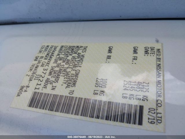 1N4AA6AVXKC372211 Nissan Maxima Platinum
