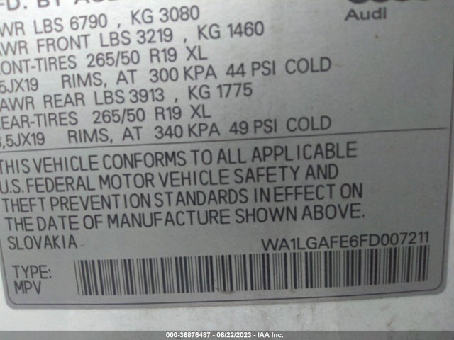 WA1LGAFE6FD007211 Audi Q7 3.0t Premium Plus