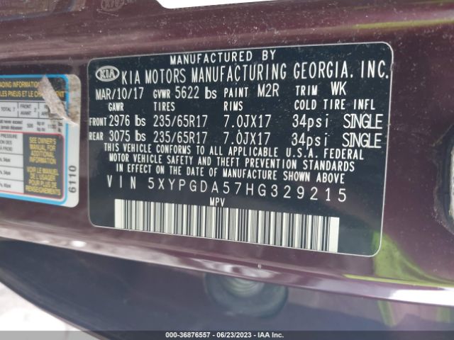 5XYPGDA57HG329215 KIA Sorento Lx V6