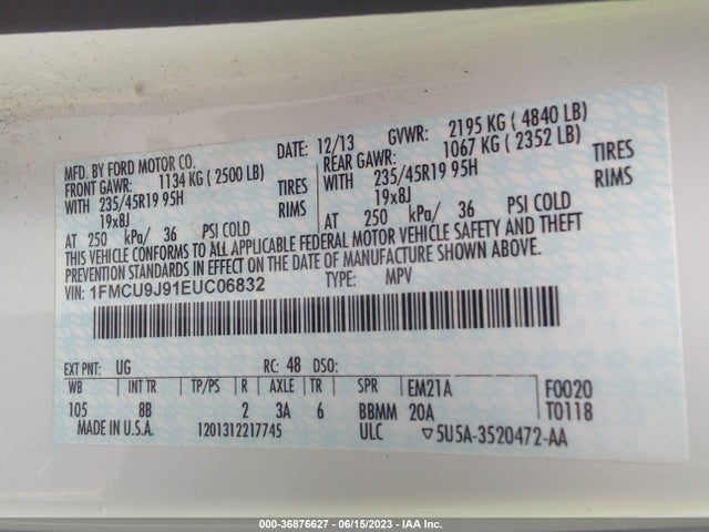 Ford Escape Titanium 2014 1FMCU9J91EUC06832 Image 9