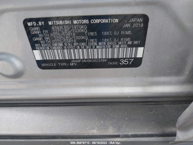 JA4AP3AU5KU023394 Mitsubishi Outlander Sport 2.0
