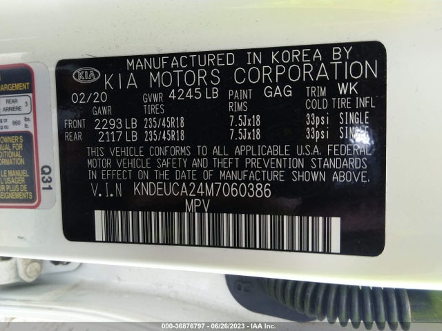 KIA SELTOS S 2021 KNDEUCA24M7060386 Image 9