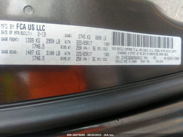 2C4RDGBG6KR643413 Dodge Grand Caravan Se